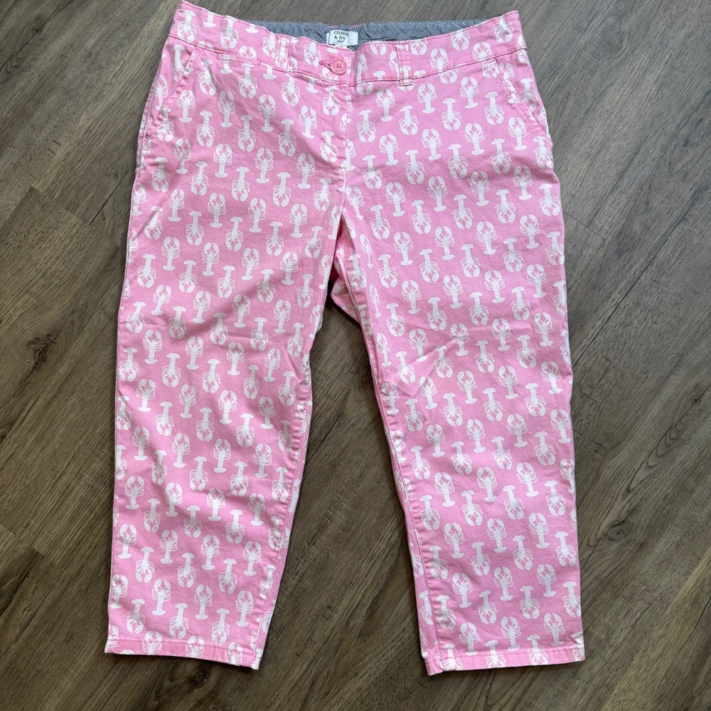 Crown & Ivy Pink Lobster Print Pants - Size 10 Petite